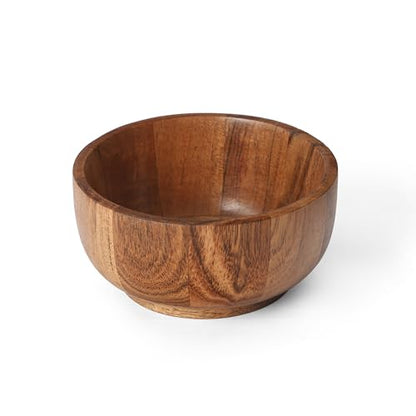 Acacia Wood Round Serving Bowls Set of 4 U Shape with Round Bottom Handmade 4.75 Inch Medium Brown - size: 4 U Shape with Round Bottom Bowls of 4.75-Inch