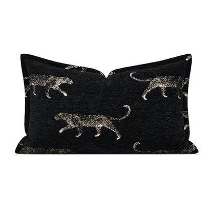 Lumbar Pillow Cushion Cover 12x20, Double Sided Cheetah Pattern Throw Pillow Covers with Hidden Zipper, Leopard Pillow Covers for Bed Couch Sofa Living Room Bedroom - color: Black Leopard 1, size: 20" x 12" (Pack of 1)