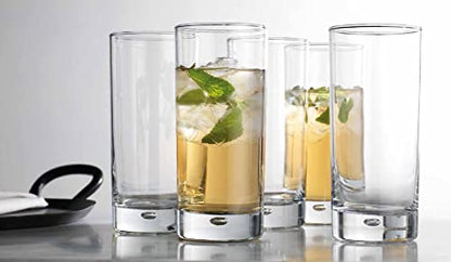 Home Essentials & Beyond Highball Glasses set of 4, 17 oz Drinking Glasses, Red Series Heavy Bubble Base