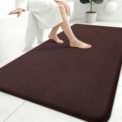 Smiry Memory Foam Bath Mat 71x47, Extra Soft Absorbent Bathroom Rugs | Brown Quick Dry, Machine Washable Bath Mats for Bathroom, Shower, Tub and Home Decor Accessories - color: Brown, size: 71'' X 47''