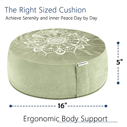 Hihealer Meditation Cushion, Traditional Tibetan Meditation Pillow Velvet Cover - Large Floor Cushion Seating for Adults - Yoga Buckwheat Bolster for Women、Moms - color: Serenity Navy & Green