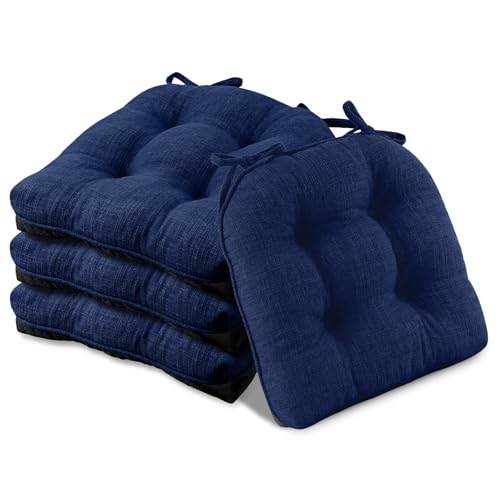 Basic Beyond Chair Cushions for Dining Chairs 4 Pack, Chair Cushion with Ties and Non Slip Backing, 15.5 x 15.5 inches Tufted Chair Pads for Dining Chairs(Royal Blue) - color: Royal Blue, size: 4 Count (Pack of 1)