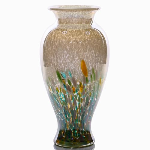 Blown Glass vase, Unique Glass vase, Colorful Bottle Decorative vase for Home Living Room Dining Table re Office Wedding entryway Desktop Decorative Flower vase. (Green) - color: Green