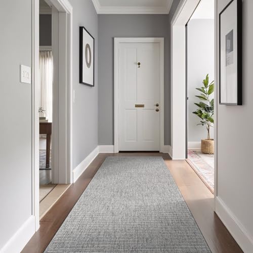 Beverly Rug Easy Jute Gray Runner Rug 2x7 Solid Washable Durable Outdoor Indoor Area Rugs for Living Dining Patio Office Stain Resistant Non Shedding Casual Indoor Outside Carpet 2 x 7 Gray - color: Grey, size: 2' x 7' (Rectangular)