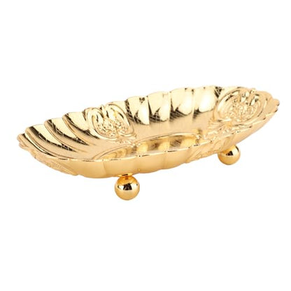 Emoshayoga Metal Oval Tray, Decorative Footed Golden Serving Platter for Multipurpose Home Restaurant Wedding Banquet Fruit Nuts Snake Use (S) - size: 6.3" x 3.9" x 1.6"