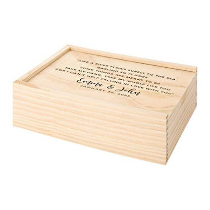 Koyal Wholesale Custom Can't Help Falling In Love Wedding Keepsake Box, 4 x 6 -inch, Custom Names, and Date, Natural Wood Keepsake Box with Lid, Gift for Him & Her Photo Album Memory Gift Box - color: Can't Help Falling In Love