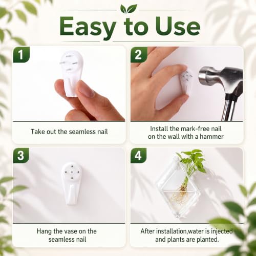 6 Set Wall Hanging Glass Terrariums Planter Wall Propagation Planters Diamond Flower Vase for Indoor Hydroponics Plants, Bathroom, Home Office Living Room Decor(Plants Not Included)