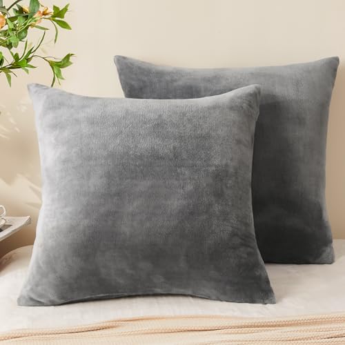 BEDELITE Velvet Pillow Covers with Zipper, Gray, 26x26 Inches, 2 Pack | Super Soft, Cozy Luxury Feel, Square Decorative Pillow Covers, for Bedroom Sofa Couch, All-Season Comfort, Easy Care - color: Gray, size: 26" x 26" (Pack of 2)
