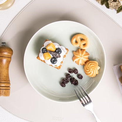 Anveena 8-inch Ceramic Salad Plate Set, Mint Green Flatware, 6-piece | Microwave, oven, and dishwasher safe, scratch-resistant and wear-resistant - color: cream green, size: 8inch