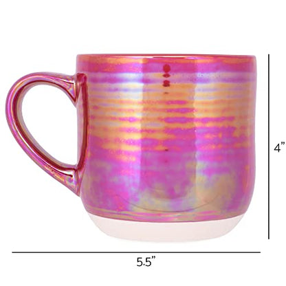 Elanze Designs Glossy Reactive Glaze Large 17 Fluid Ounce Everyday Kitchen Food Grade Ceramic Stoneware Coffee Mug Cup with Comfort Curved Handles, Set of 4, Red - color: Red