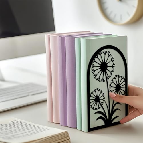 5.3"x4.3"x7.9" Metal Bookends, Heavy Duty Book Ends for Shelves | Dandelion Theme Cast Iron Book Supports, 1 Pair Decor Stoppers for Desk, Library, Office & Home Shelves - style: Gothic Crow