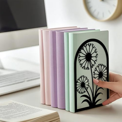 5.3"x4.3"x7.9" Metal Bookends, Heavy Duty Book Ends for Shelves | Dandelion Theme Cast Iron Book Supports, 1 Pair Decor Stoppers for Desk, Library, Office & Home Shelves - style: Gothic Crow
