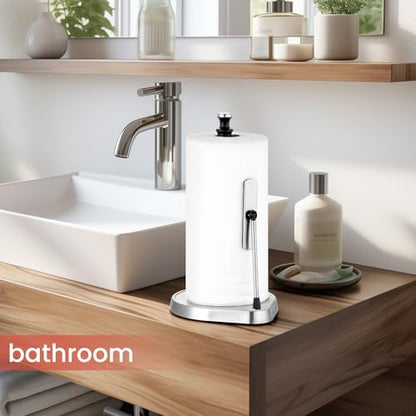 Dailyart Paper Towel Holder for One Hand Tear - Countertop with Tension Arm - color: Black
