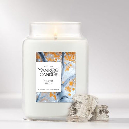 Yankee Candle Silver Birch, Holiday Scented Candle, 22oz Large Jar, Up to 150 Hour Burn Time, Giftable - color: Silver Birch, size: 22 oz