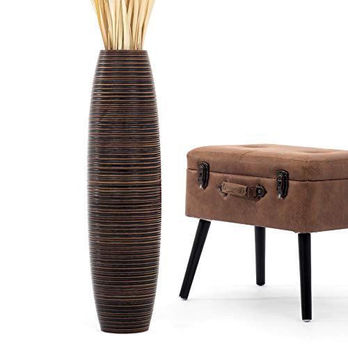 Leewadee Large Floor Vase 26 inches Mango Wood for Pampas Grass, Dried Flowers | Decorative Vase for Living Room, for Branches & Dried Herbs. Stronger than ceramic, without water. Bohemian - color: Brown, size: 26 inches