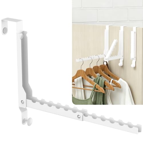 Over The Door Hooks for Clothes Hanger,Foldable Over The Door Clothes Drying Rack Collapsible,Space Saving Drying Rack Clothes for Dorm Laundry Room Bathroom Closets - color: White-1(m4)
