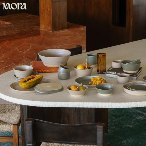 MORA Medium Plates Set of 4, 8.5 inch Ceramic Pottery Salad Plates - Microwave, Oven and Dishwasher Safe - Storm - color: Storm