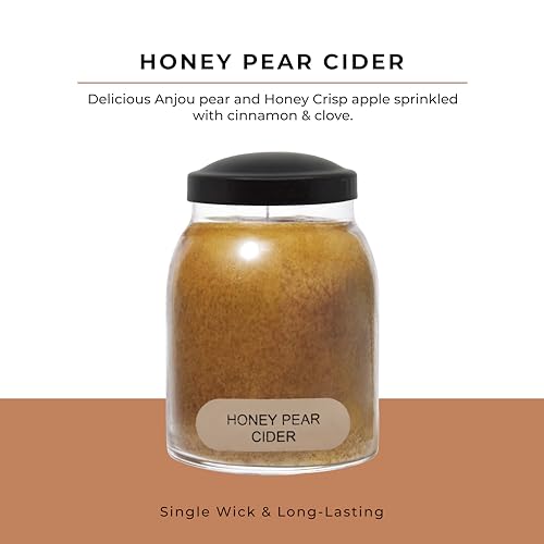A Cheerful Giver - Honey Pear Cider Baby Scented Glass Jar Candle (6oz) with Lid & True to Life Fragrance Made in USA - size: 6 oz, style: Honey Pear Cider