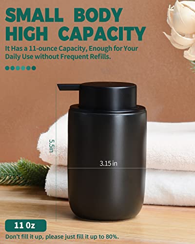 BosilunLife Lotion Pump Dispenser for Kitchen, Bathroom Countertop | Matte Black Soap Dispenser Bathroom Ceramic Dish Liquid Soap Dispenser - color: Black-1 Pack
