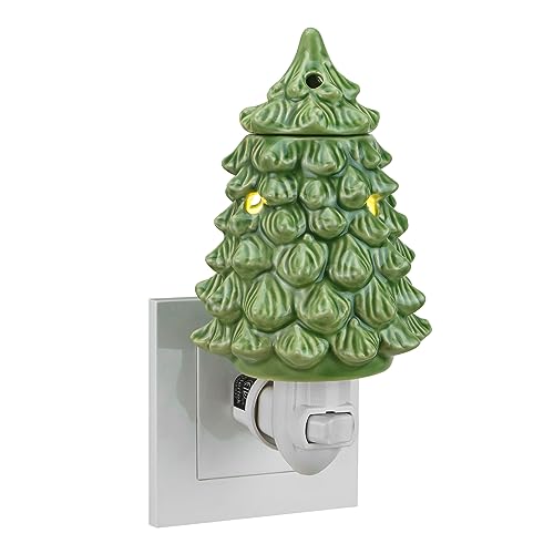 STARMOON Pluggable Fragrance Warmer Wax Melter for Christmas Decoration Home/Dorm/Office No Flame No Smoke No Soot Packaged Together with Two Bulbs - Lovely Christmas Tree - color: Christmas Tree