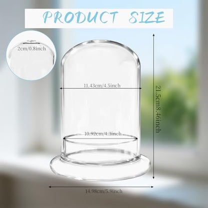 2 Pcs 5.9 x 8.46 Inch Glass Terrarium with Airhole and Base Clear Glass Dome Planter Display Container Plants Not Included for Office Desk, Balcony, Coffee Table