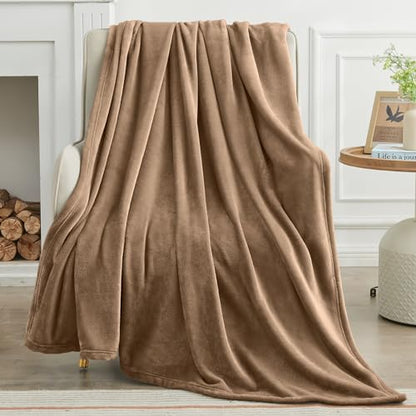KMUSET Brown Fleece Throw Blanket for Couch - Warm Cozy Soft Lightweight Blankets All Seasons Suitable 50 x 60 inches - color: Brown, size: Throw(50"x60")