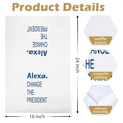 Funny Political Kitchen Towels - Funny Decorative Waffle Dish Towels, Change The President Hand Tea Towel, 16x24 Inches - Blue - color: Blue