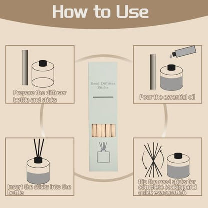 10 Inch Diffuser Sticks - Rattan Fiber Sticks for Essential Oil Aroma Diffuser, Long-Lasting Aroma Diffuser Replacement Sticks 25Pcs