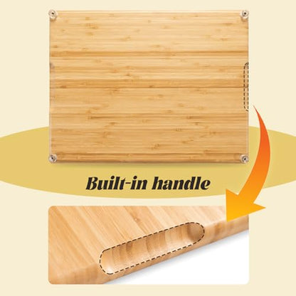 eleganlife Charcuterie Boards Set with Knives, Bamboo Cheese Board Large, Charcuterie Platters with Compartments, Serving Boards Gifts for Wedding, Birthday and Housewarming Party