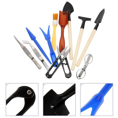 VOSAREA 12pcs Gardening Tool Set for Succulent Planting, Includes Mini Shovels, Soil Trowels, Sprayer Bottle, and Garden Tweezers, Metal Hand Tools for Indoor and Outdoor Potted Plant Care