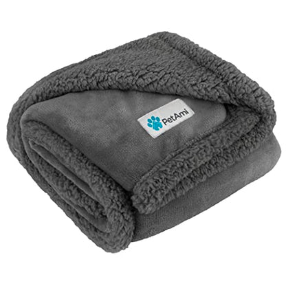 PetAmi Dog Blanket Small Medium Pet Cat Puppy Kitten, 40x29 Mini Solid Gray | 460 GSM, Soft Sherpa Fleece Throw, Reversible Plush Couch Cover Protector Crate Carrier Sofa Bed Car Seat, Machine Washable - color: Gray/Gray Sherpa, size: Medium - 29 X 40 Inc