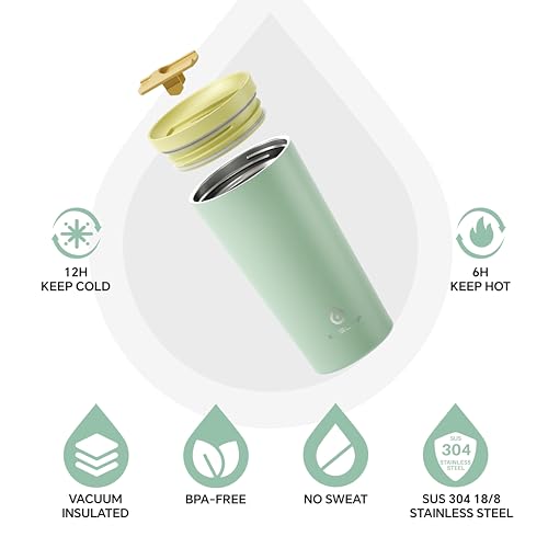 Ideus 17 oz Travel Coffee Mug, Double Wall Vacuum Stainless Steel Insulated Coffee Tumbler With Lid, Splash-Proof & Cup Holder Friendly, Keeps Drinks Hot/Cold, Dishwasher Safe, Mint Green - color: Mint Green
