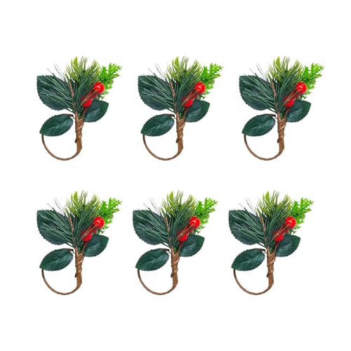 6PCS Christmas Napkin Rings Holders for Table Decor, Fit 1.5-2" Napkins - color: Christmas