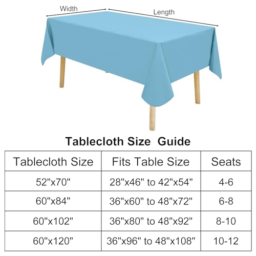 Rectangle Vinyl Waterproof Tablecloth with Flannel Backed | Spillproof Wipe Clean Table Cloth, Plastic Flannel Backing for Dining, Buffet Parties Picnic Camping, Aquamarine, 52" x 70" - color: Aquamarine, size: 70" x 52" (Rectangular)
