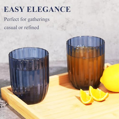 Acrylic Clear Highball Plastic Cups | Plastic Reusable Tumblers 15oz (Set of 6) | Stackable | BPA-free Tumblers | Shatterproof | Top-rack Dishwasher Safe - color: Blue, size: 15 Ounces