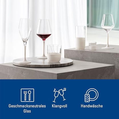 Villeroy & Boch - Manufacture Rock Blanc Red Wine Goblet Set, 4 pcs. Set of Drinking Glasses for Red Wine, 15.5 oz, Crystal Glass, Matte White Slate Look | Matte-white crystal glass wine goblets, hand wash only, bring a tactile slate look to red wine at d