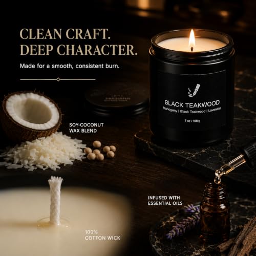 Scented Candles for Men, 6 Masculine Scents Set, 7 oz Each | 200H Burn Time, Woody Manly Gift Set, 7% Oil - size: 6 Pack - New Aroma