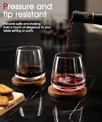 OJA Wine Glasses Set, Crystal Stemless Red Wine Glass, Set of 4, 13.5 oz | Dishwasher Safe, Red White Wine glass, Hand Blown, Unique Gifts for Him Her for Birthday, Wedding, Christmas, Anniversary - style: Set of 4-13.5 oz
