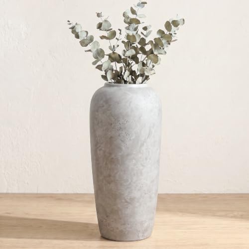 Wide Mouth Large Ceramic Vase, Vintage Grey Decor Vase, 22 Inches Tall - color: 22”h-vintage Grey