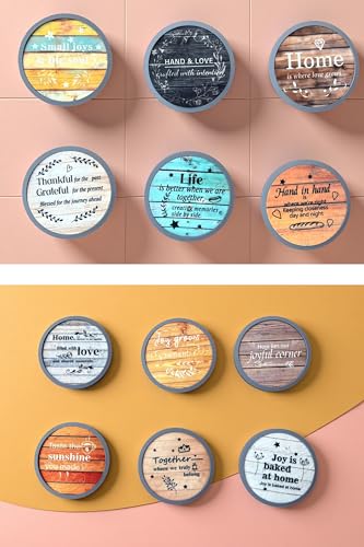 Absorbent Coasters for Drinks with Holder, Set of 6 Farmhouse Coasters, Silicone Coaster with Soft Felt Insert, Round, Housewarming Gifts - color: Farmhouse Style-02