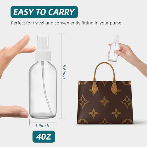 Clear Glass Spray Bottles 4 oz, Small, Fine Mist, 4 Pack | For Essential Oils, Facial Care, Hair Care, Perfumes, Plants, Room Sprays, Travel, Cleaning Solutions