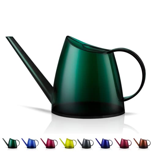 WhaleLife Small Indoor Plant Watering Can - 1.4L Dark Green Long Spout | Long Spout Prevents Spills Fits 5 Potted Bonsais Ergonomic Grip Precise Control Stylish Nordic Vibe Decor - color: Green