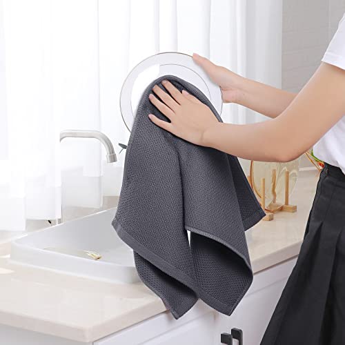 Homaxy 100% Cotton Waffle Weave Kitchen Dish Towels 6-Pack, Dark Grey | 13 x 28 Inches, Ultra Soft Absorbent Dish Towels, Quick Drying Cleaning Towels - color: Dark Grey, size: 13 X 28 - 6 Pack