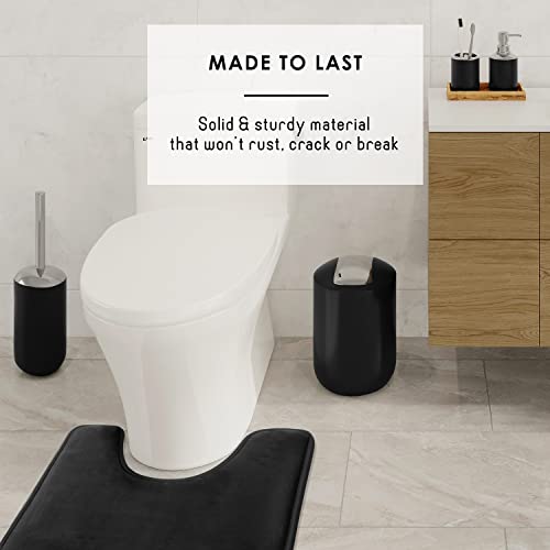 Clara Clark Bathroom Set - Black Bathroom Accessories Set, Bathroom Sets with Shower Curtain and Rugs, 23PC Shower Curtain Set with Liner, Soap Dispenser, Toilet Brush, & Trash Can - color: Black, size: Complete Set + Bath Rugs