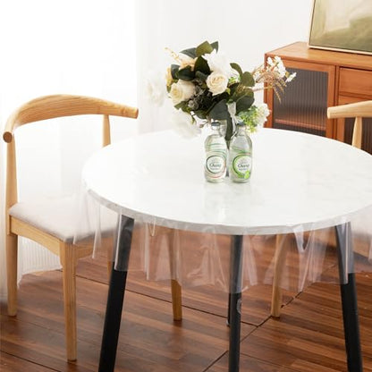 Clear Plastic Tablecloth Protector Round 60inch Diameter Waterproof Oilproof Stain Resistant Wipeable Table Cover for Dining Tables - size: 60" (Round)