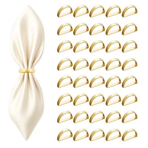 40 Pcs Stainless Steel Napkin Rings - Matt Gold Napkin Holder(Semicircle) | Matt Gold Napkin Holder Buckles for Table Kitchen Dinner Party Wedding Christmas Party - size: 40Pcs Gold