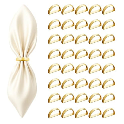40 Pcs Stainless Steel Napkin Rings - Matt Gold Napkin Holder(Semicircle) | Matt Gold Napkin Holder Buckles for Table Kitchen Dinner Party Wedding Christmas Party - size: 40Pcs Gold