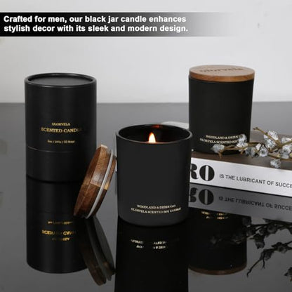 Scented Candles for Men, 8oz Candle for Home Scented, 50-Hour Burn Time Long-Lasting Aroma, Aromatherapy Gifts for Men (Summer Hill & Amber Wood, Wood Wicked)