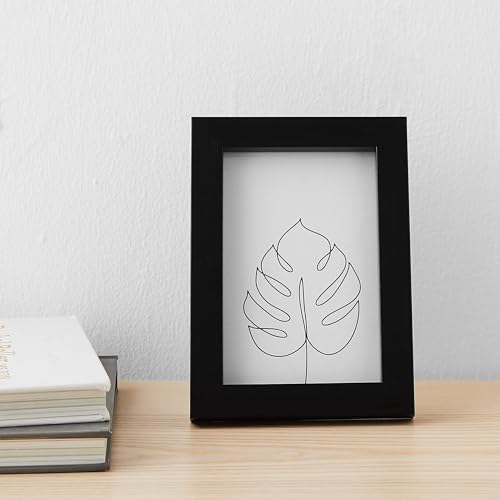 Amazon Basics Rectangular Picture Frame Set for Wall Hanging or Tabletop Display, 6 x 4 in, Black, 5-Pack - size: 4" x 6"