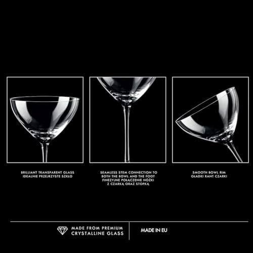 Krosno Martini Glasses Set of 6, 8.3 oz, Harmony Collection | Cocktail Glasses, Drinking Set, Espresso Martini, Lead-Free Crystal, Dishwasher Safe - style: Martini 8.3 oz (Set of 6)